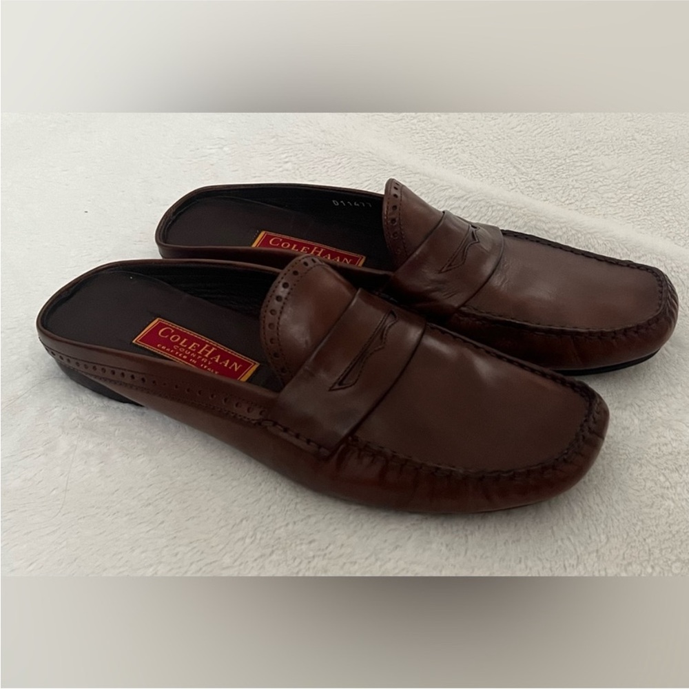 Cole Haan Brown Leather Slip-On Mules